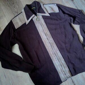 Vintage 70s Roberto Carlo Pure Wool Suede zip up‎ sweater Jacket